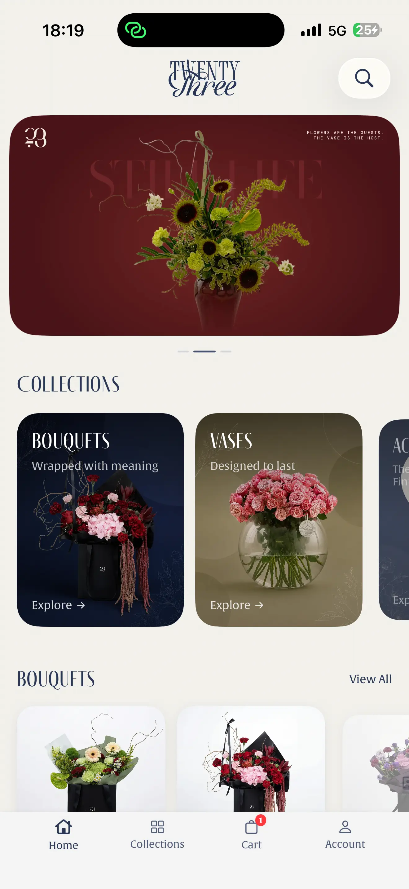 Twenty Three app — home screen